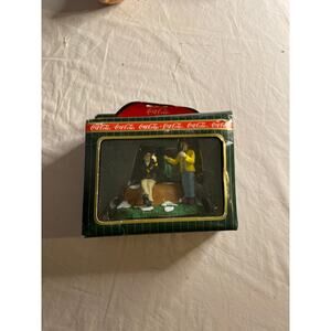 Vintage Coca-Cola Christmas Village Figurine Friends Sharing Coke Holiday